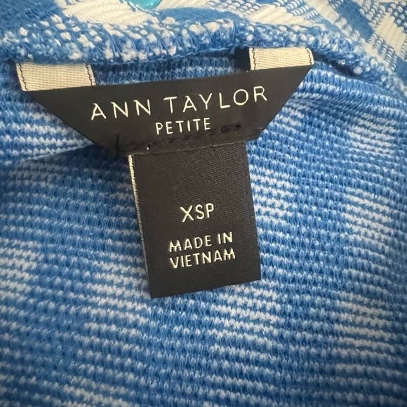 Ann Taylor Blue Gingham Boat Neck Tank XSP NWOT - Picture 4 of 5